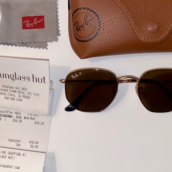 Ray-Ban Hexagonal 54mm Brown Gradient Polarized Sunglasses - Picture 7 of 12